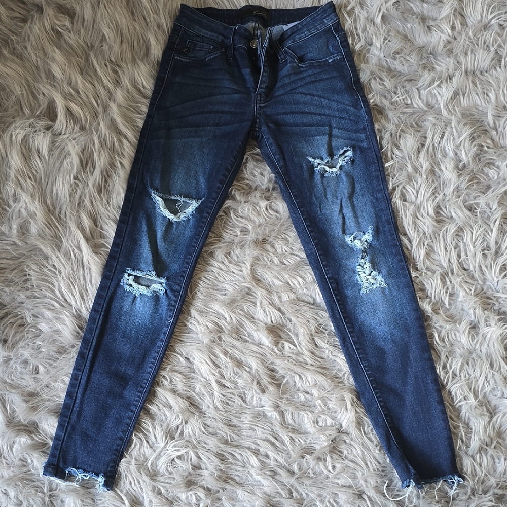KanCan Dark Blue Distressed Skinny Jeans